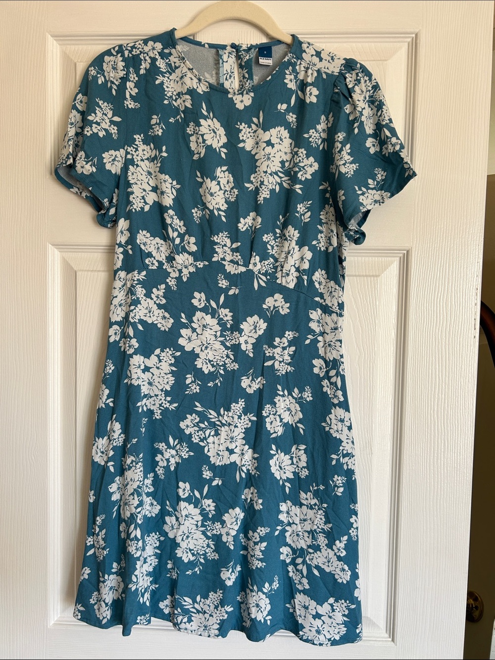 Teal Floral Short Sleeve Dress